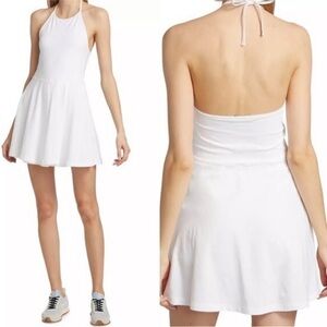 New! ATM Anthony Thomas Melillo Pima Cotton Halter Tennis Dress White - Large
